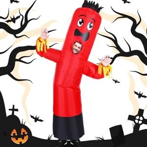 Realspring Halloween Wacky Inflatable Tube Man Costume Waving Blow Costume Adult